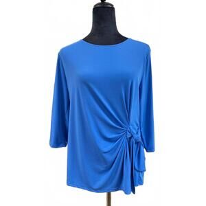 NEW SOUTHERN LADY women's 3/4 sleeve knit ruched top in blue